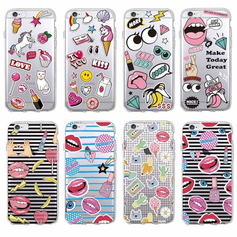 fashion stickers style cute coin lips lipsticks cosmetics soft clearfashion stickers style cute coin lips lipsticks cosmetics soft clear phone case fundas coque for 7 7plus 6 6s 6plus 5 5s samsung customized phone cases cute