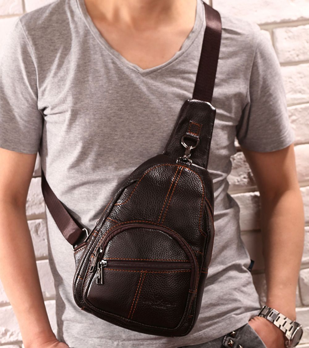 Wholesale Men Vintage Genuine Leather Travel Motorcycle Cross Body Messenger Shoulder Sling Day
