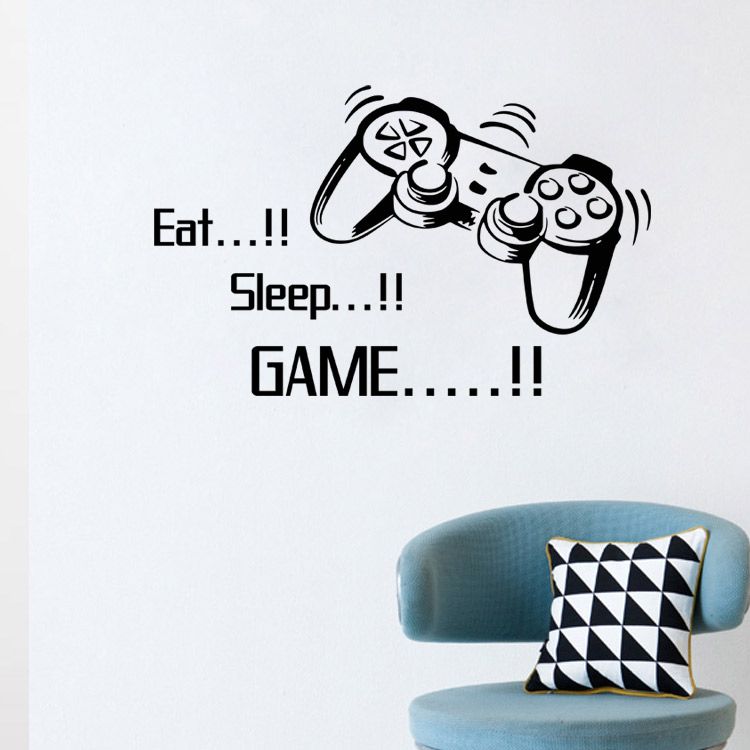 4045 eat sleep game vinyl wall art stickers gamer xbox ps3 boys
