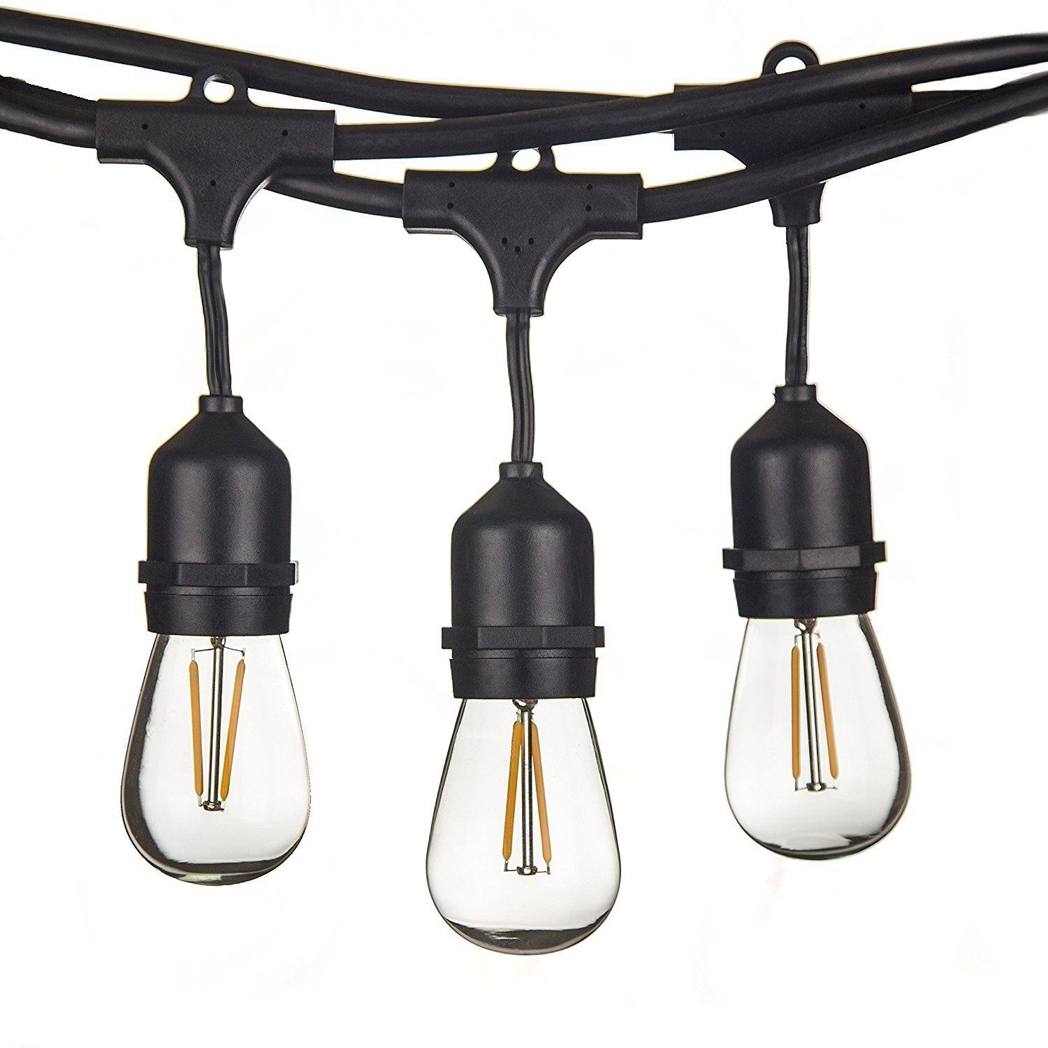 Outdoor String Lights 49ft Weatherproof Connectable 15 Led E26 Edison Vintage Bulbs Energy Saving Decorative For Bistr