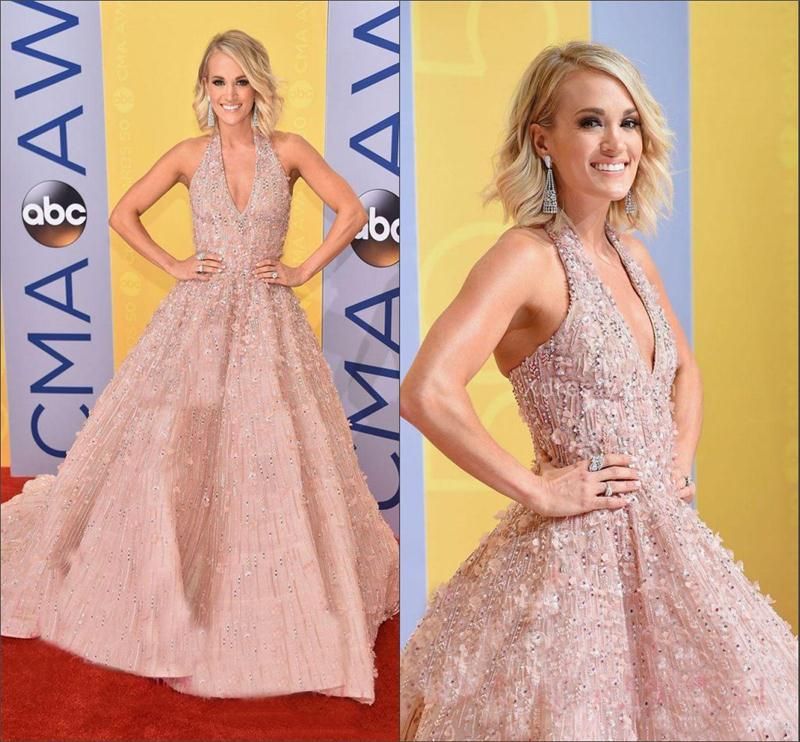 compre halter neck prom vestidos de noche barato carrie underwood