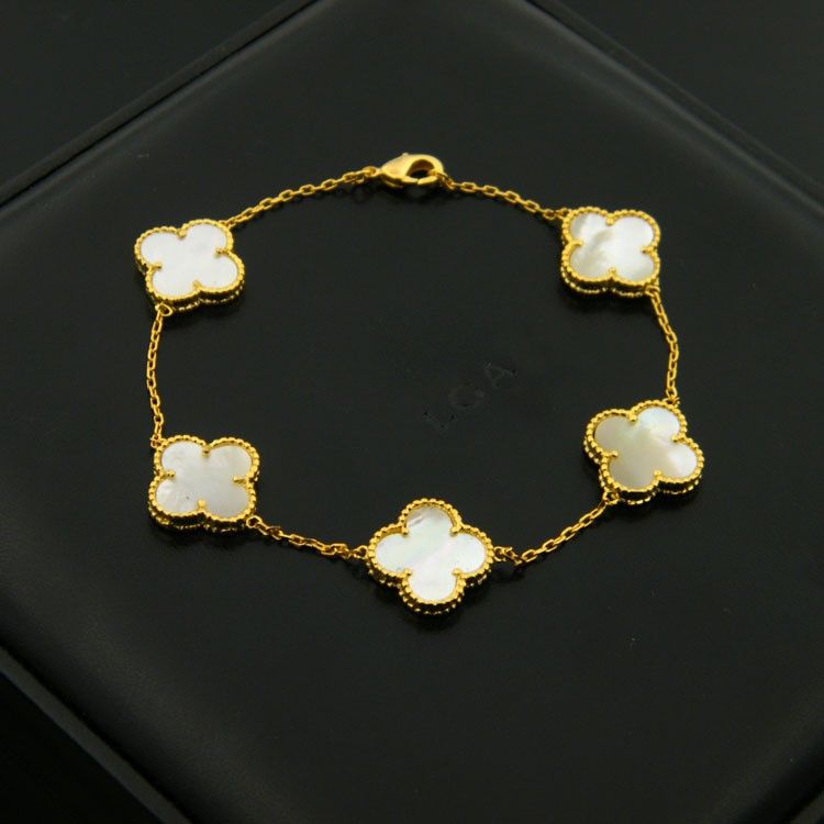 Luxury Brand White Shell Black Onyx Malachite Five Flower ...