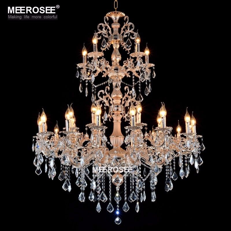 Luxurious Large Brass Color Crystal Chandelier Lamp Re Luxurious Large Brass Color Crystal Chandelier Lamp Re Light Fixture 3 Tiers 29 Arms Hotel Chandeliers