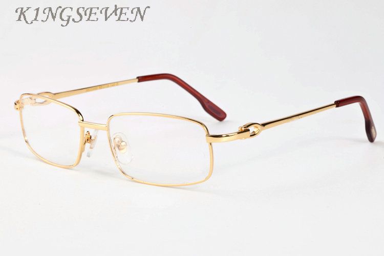 Retro Buffalo Horn Gläsern Frauen Mode Sonnenbrillen für Herren Randlose Gold Silber Rahmen Klar Linsen Brillen mit Gehäuse Oculos de Sol