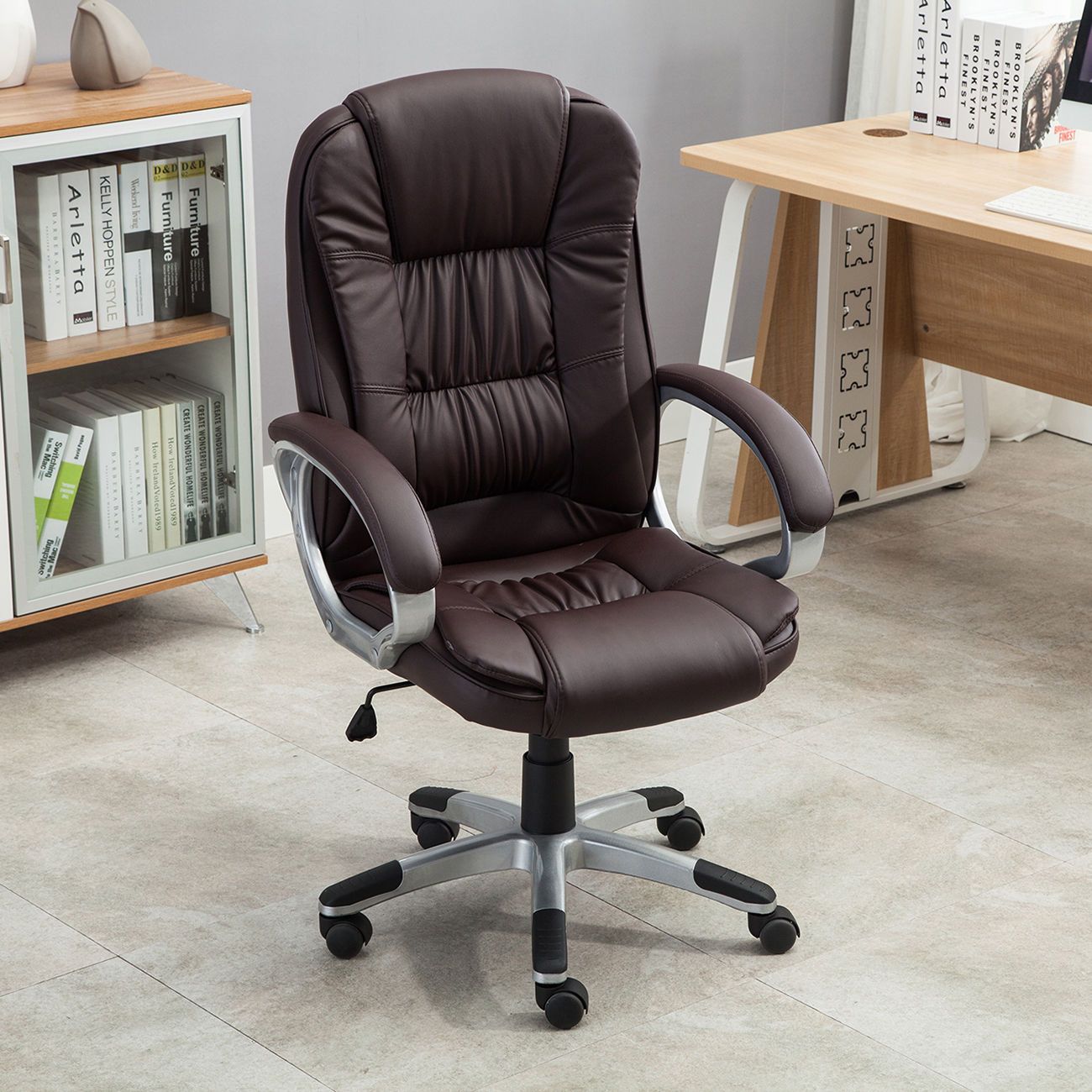 Best Executive High Back Pu Leather Computer Desk Ergonomic Task Best Executive High Back Pu Leather Computer Desk Ergonomic Task Office Chair Brown Under 57 29 Dhgate Com