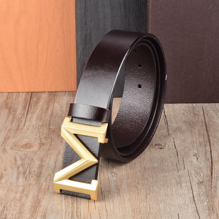 Men Wide Belt Smooth Copper Buckle Genuine Leather Designer Belts Men ...
