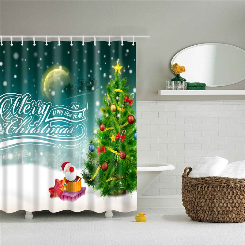 Custom Merry Christmas Fabric Waterproof Bathroom Shower Curtain 66/" x 72/"