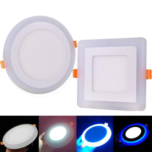 3 Model Round Square Blue White Double Color Led Panel Light 6w 9w 3 Model Round Square Blue White Double Color Led Panel Light 6w 9w 16w 24w Ac85 265v Recessed Ceiling Downlight Down Lights With 28 42 Piece