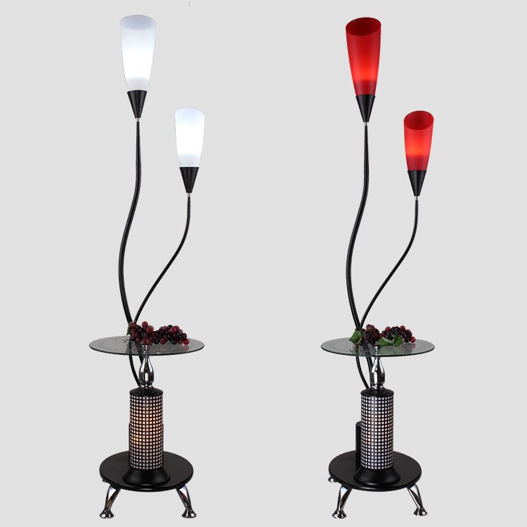 Modern Tea Table Lamp Led Floor Bedroom Living Room Lamps With Glass Tray Decorative Lighting