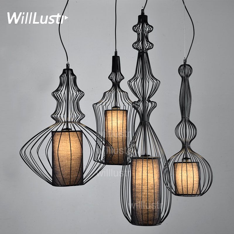 Bar Light Elite Spa Pendant Lamp Nordic Modern Minimalist Creative Bar Light Elite Spa Pendant Lamp Nordic Modern Minimalist Creative Aristocrat Fabric Suspension Lighting 4 Shapes Black White Stainless Steel