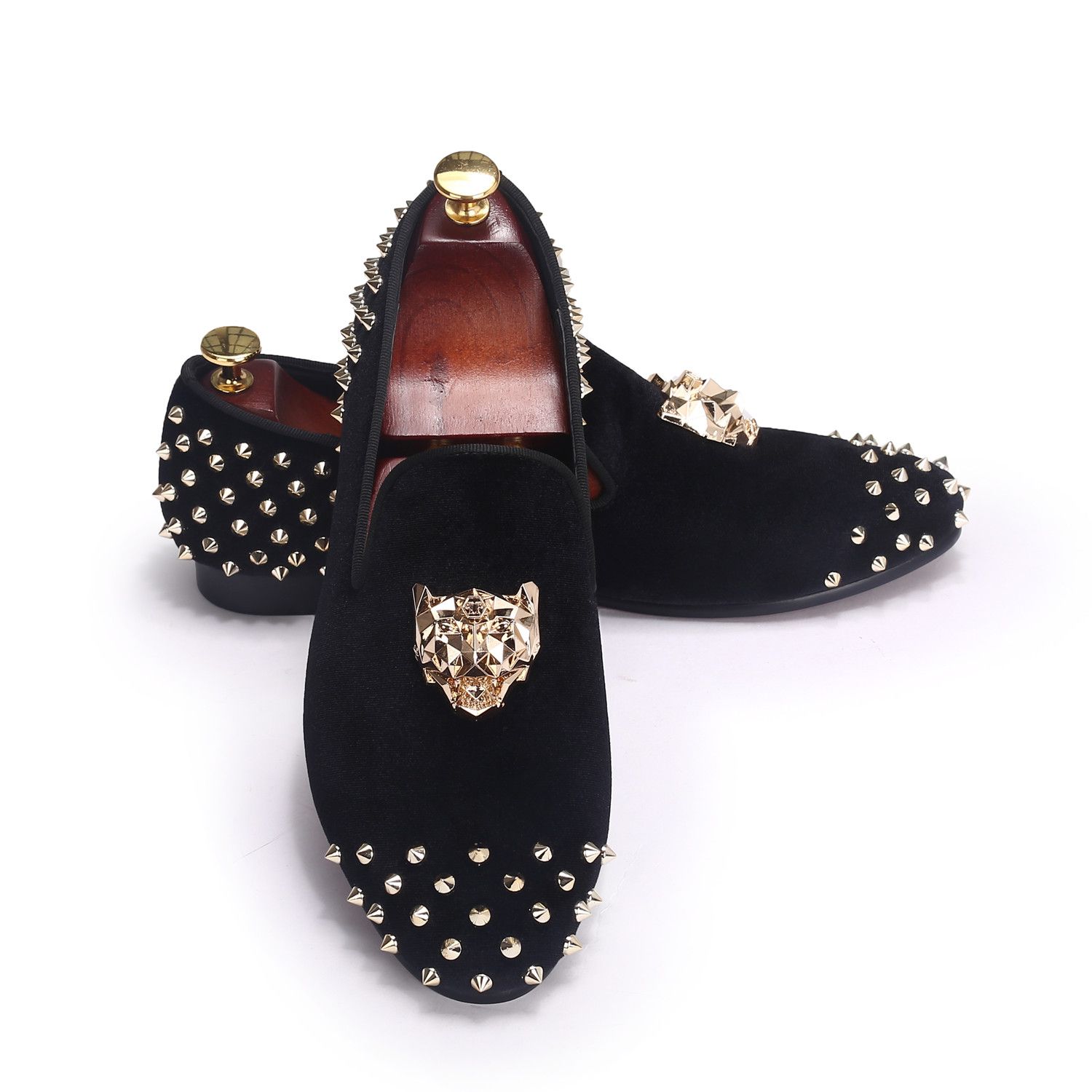 harpelunde flat shoes rivets black men velvet loafers animal buckle mens dress shoes size 14