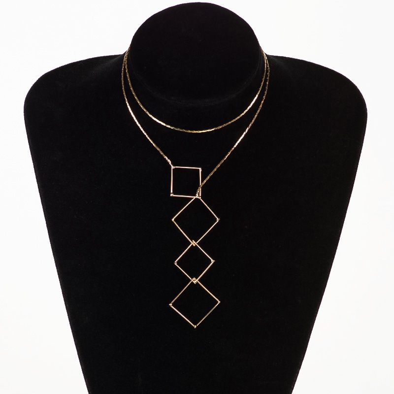 Vintage Style Chic Y Shaped Gold Color Necklace For Women Bar Circle