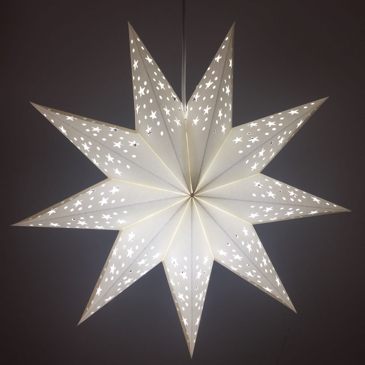 17 Inch Party Decoration Lights White 9 Pointed Paper Star Lampshade