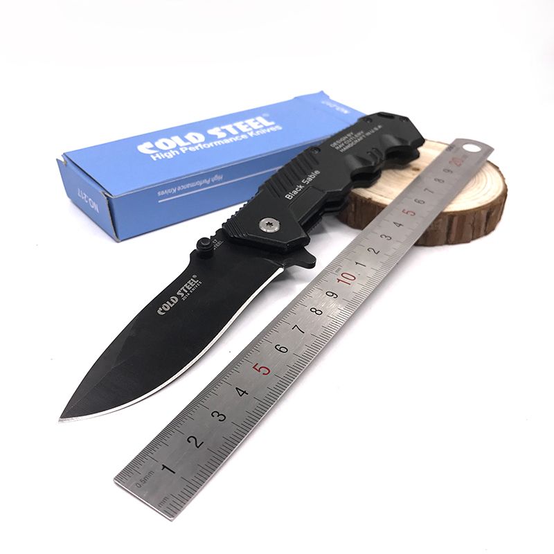 Large HY217 New Black Sable Folding Knife 57HRC Hardness 7Cr17mov Blade