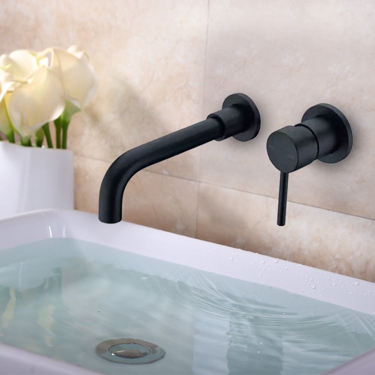 Black Wall Mount Basin Faucet Single Handle Mixer Tap Bathroom Waterfall BRASS