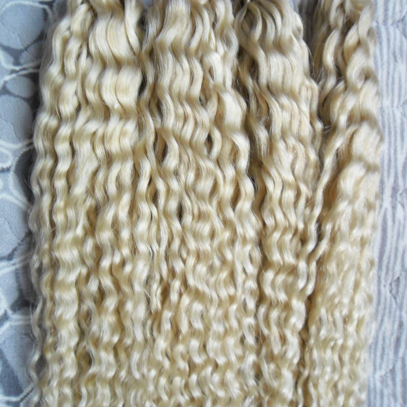 613 Bleach Blonde Keratin Hair Extension U Tip 200s Curly Keratin Bond