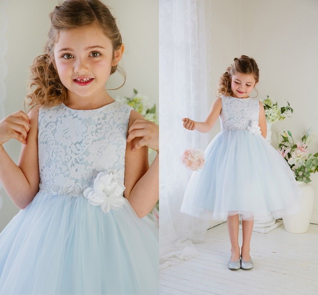 Lace Knee Length Flower Girl Dress