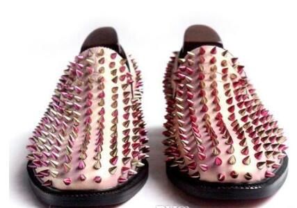 rose gold spiked loafers