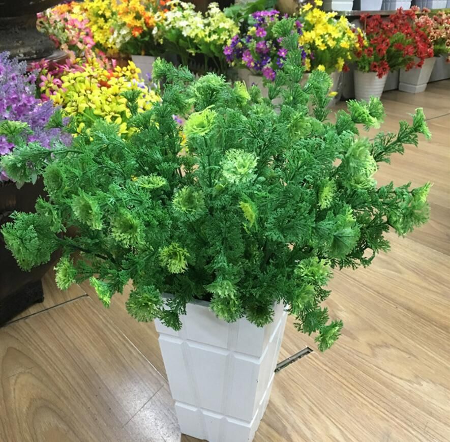 Discount Artificial Coral Grass Fern Branch Greenery For Wall Background Wedding Party Home