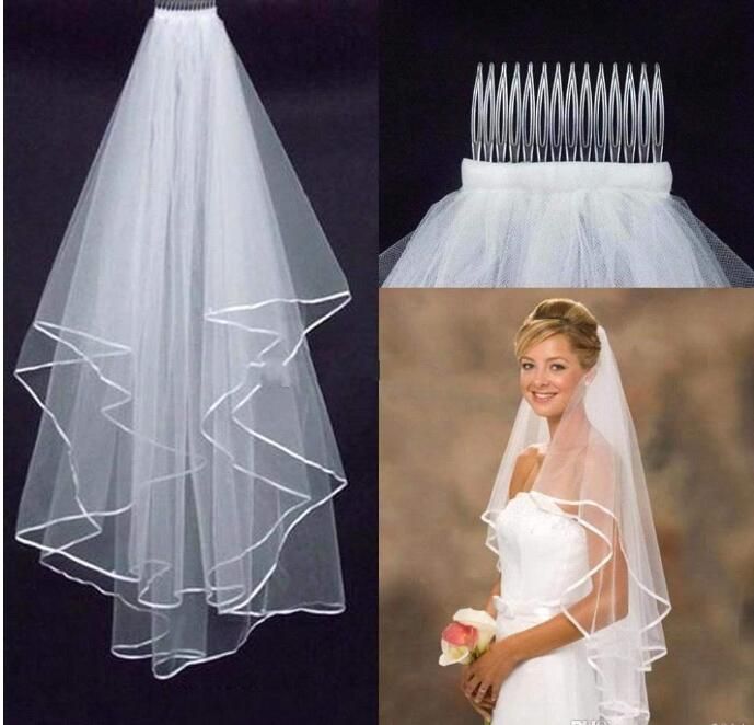 Two Layers Tulle Short Bridal Veils 2017 Hot Sale Cheap Wedding