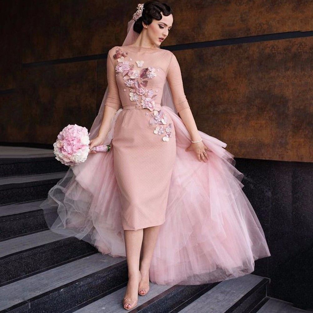 Blush Wedding Dress Knee Length bestweddingdresses