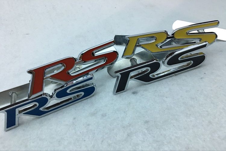 Metal RS Emblem Badge Decal Sticker For Chevrolet Kia Rio Skoda Ford Focus