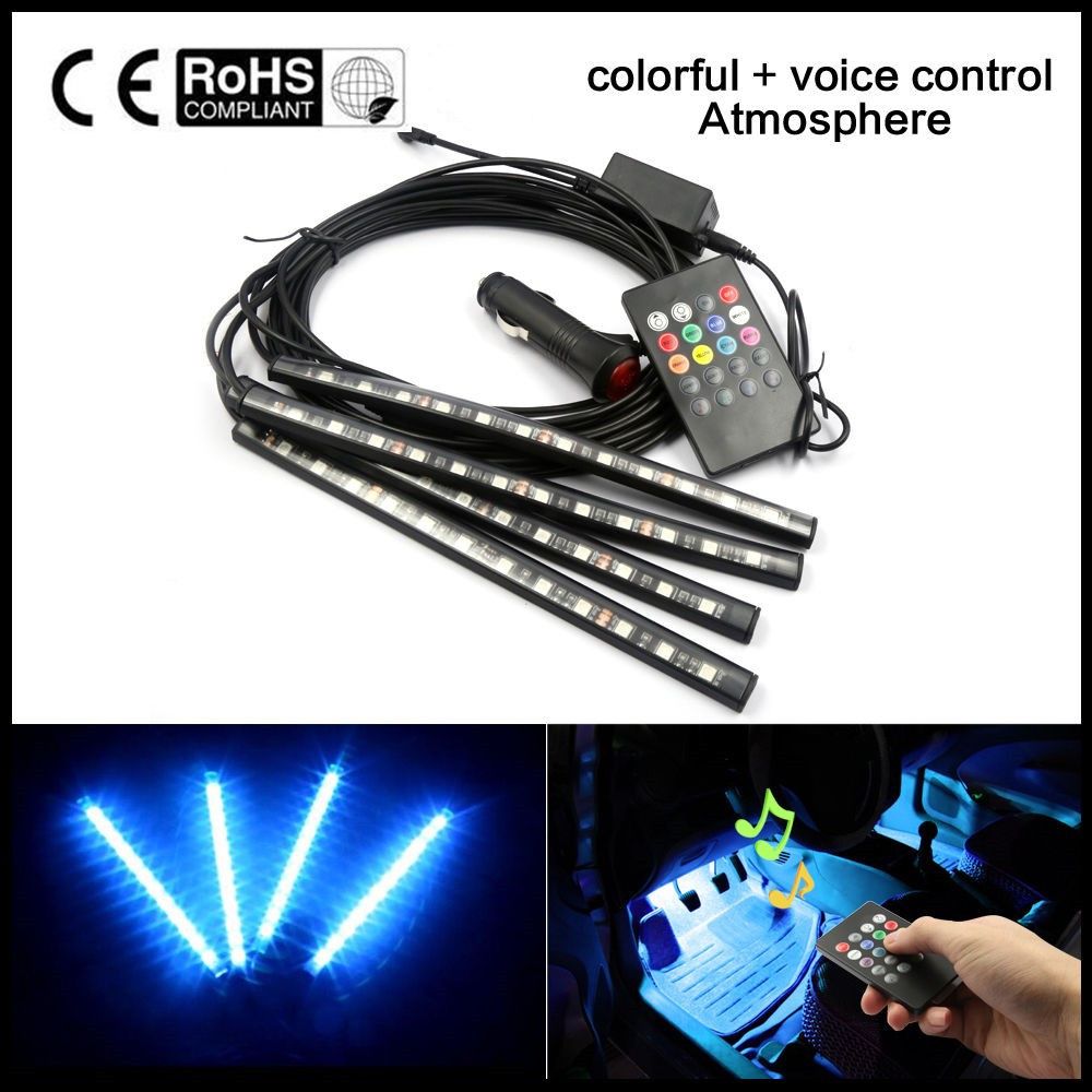 FOOTWELL SOUND MUSIC SENSOR RGB LIGHT KIT 2 x 50CM RGB STRIPS