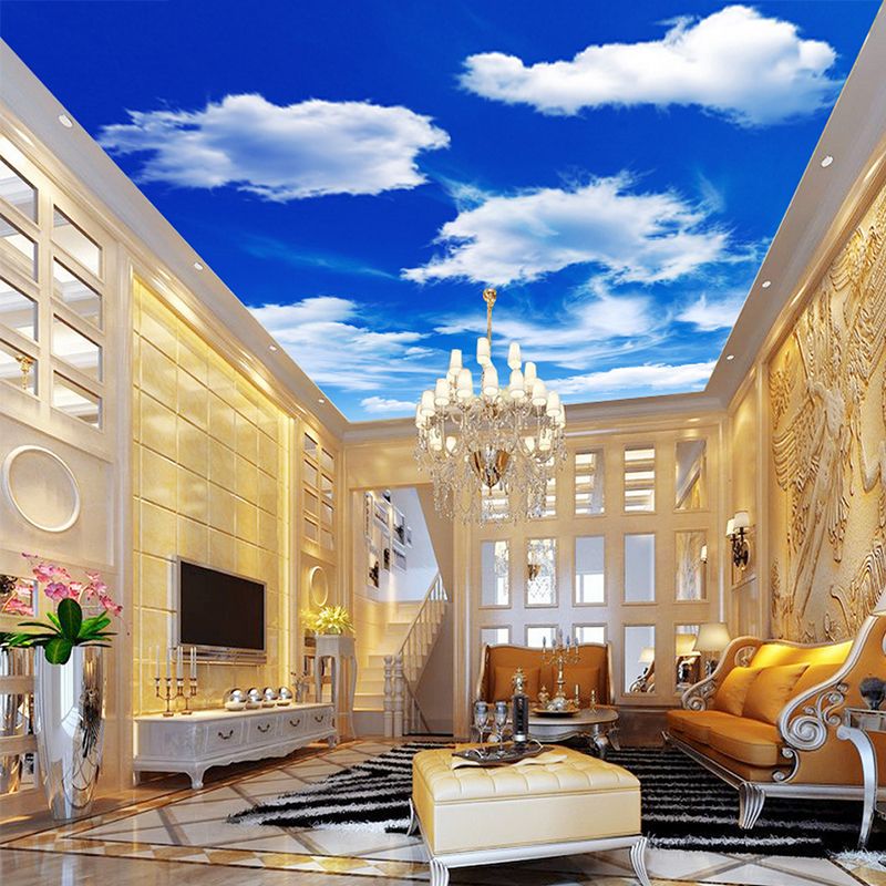 Custom Wall Mural custom wall mural painting blue sky white clouds peach blossom Custom Wall Mural custom wall mural painting blue sky white clouds peach blossom