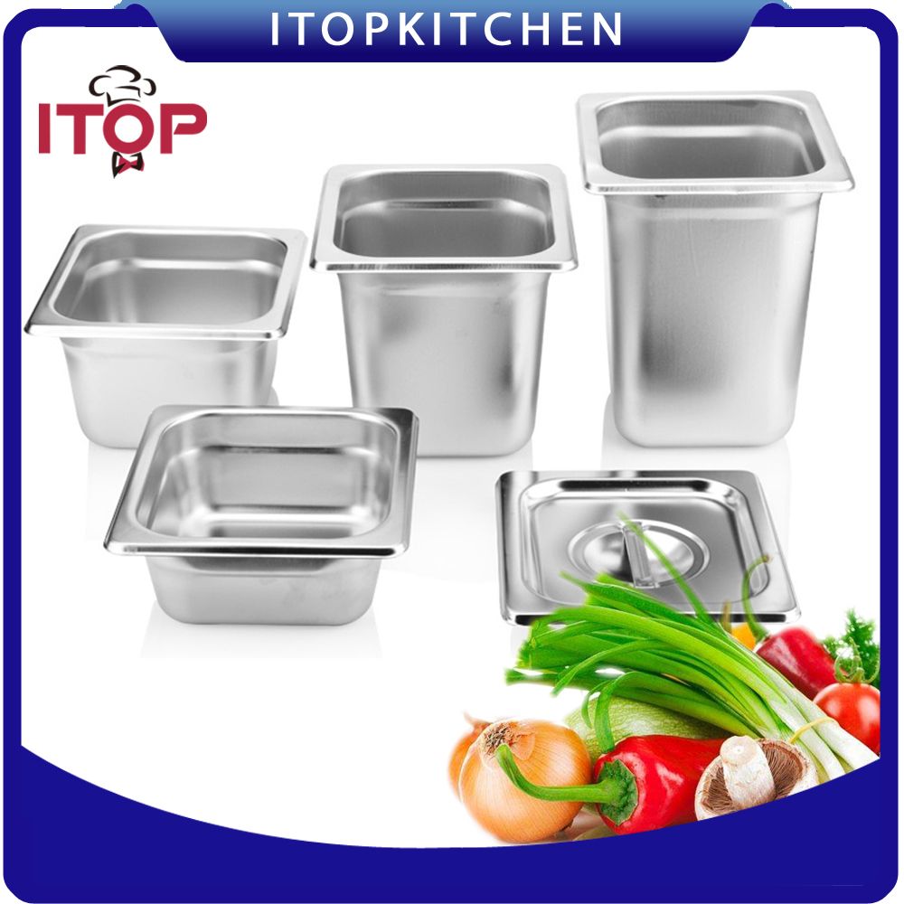 ITOP 1/6 GN Pan Stainless Steel Food Pan 176*162mm 65/100/150/200mm Depth Chafing Buffet Food
