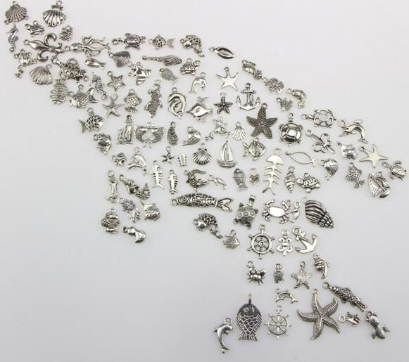Mix 100 stijl ketting hanger bedel DIY zilveren sieraden Tibetaanse bevindingen armband ketting accessoire sieraden bevindingen componenten