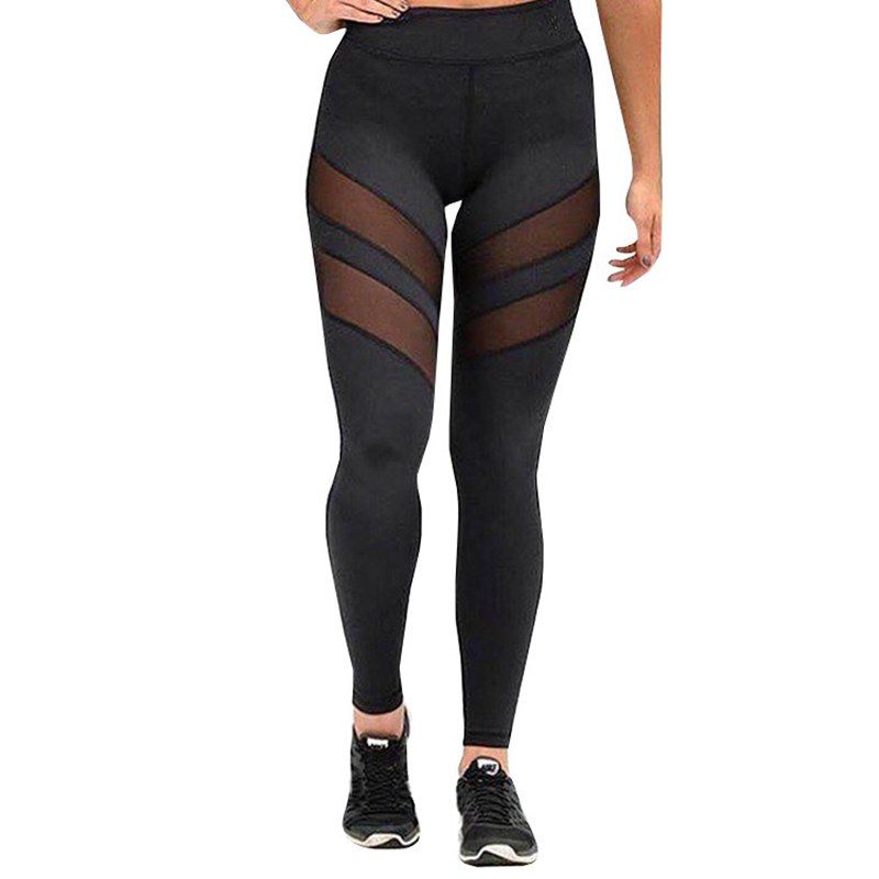 2021 Women Sport Leggings Gym Pants Sexy Black Mesh Yoga Tights Leggins ...