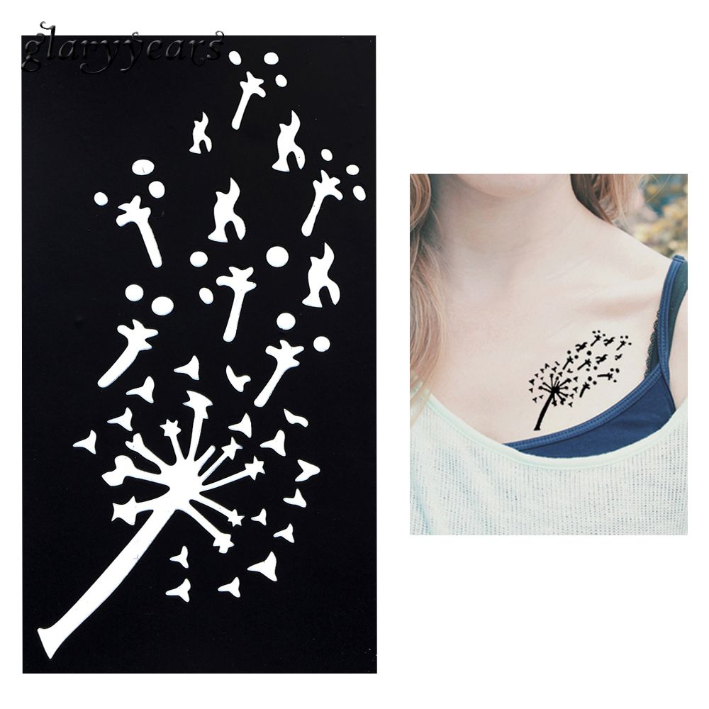 Wholesale Flying Dandelion Pattern Waterproof Tattoo Stencil Sexy