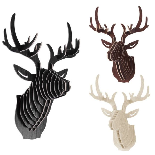 Yjbetter Diy 3d Wooden Colorful Animal Deer Head Assembly Puzzle Yjbetter Diy 3d Wooden Colorful Animal Deer Head Assembly Puzzle Wall Hanging Decor Art Wood Model Kit Toy Home Decoration Funny Gifts For Men