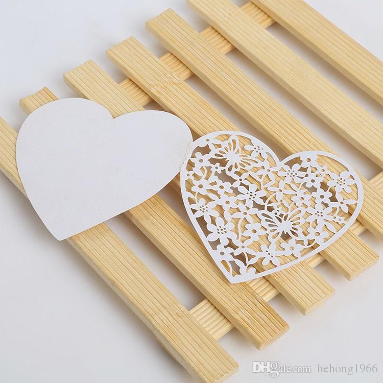 White Blessing Card Heart Shape Hollow Out Design Greeting Cards