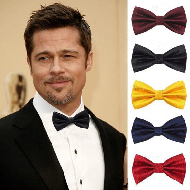 2019 Fashion Men'S Bow Ties Solid Color Plain Satin Skinny Ties Groom