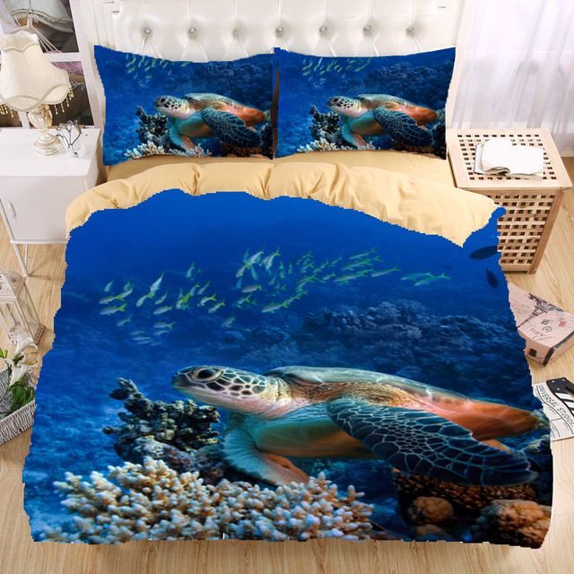 Whole Sea Turtle 3d Bedding Set Print Duvet Cover Twin Queen Whole Sea Turtle 3d Bedding Set Print Duvet Cover Twin Queen King Beautiful Pattern Real Effect Lifelike Bedclothes Sets