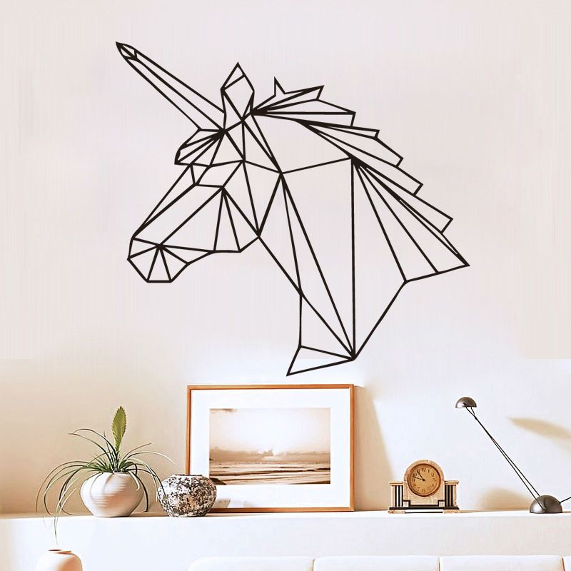geometric unicorn wall sticker removable horse head vinyl decals