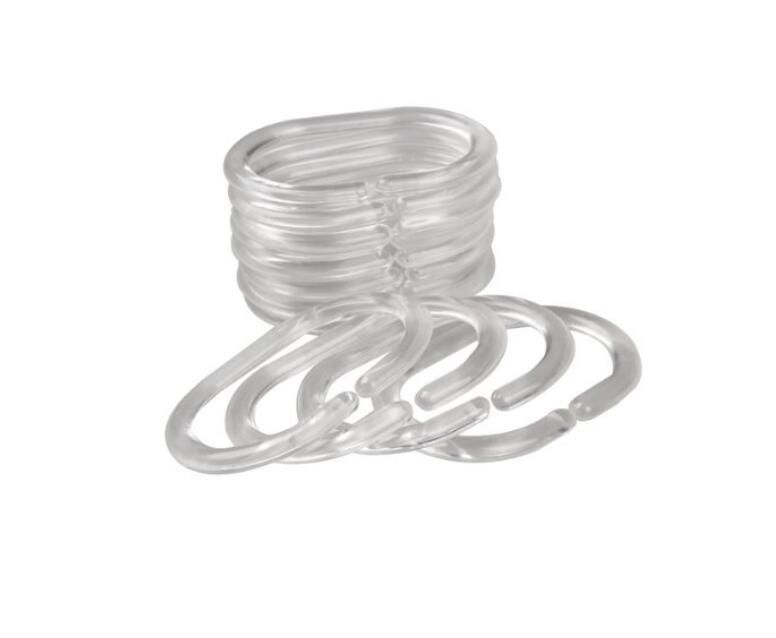 2020 Flexible Shower Curtain Clear Plastic Hook Set Rings C Shape From