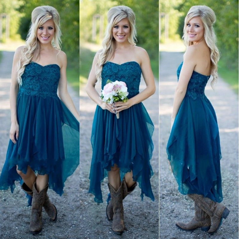 Cheap Navy Blue Country Bridesmaid Dresses 2017 Short For Wedding Teal ...