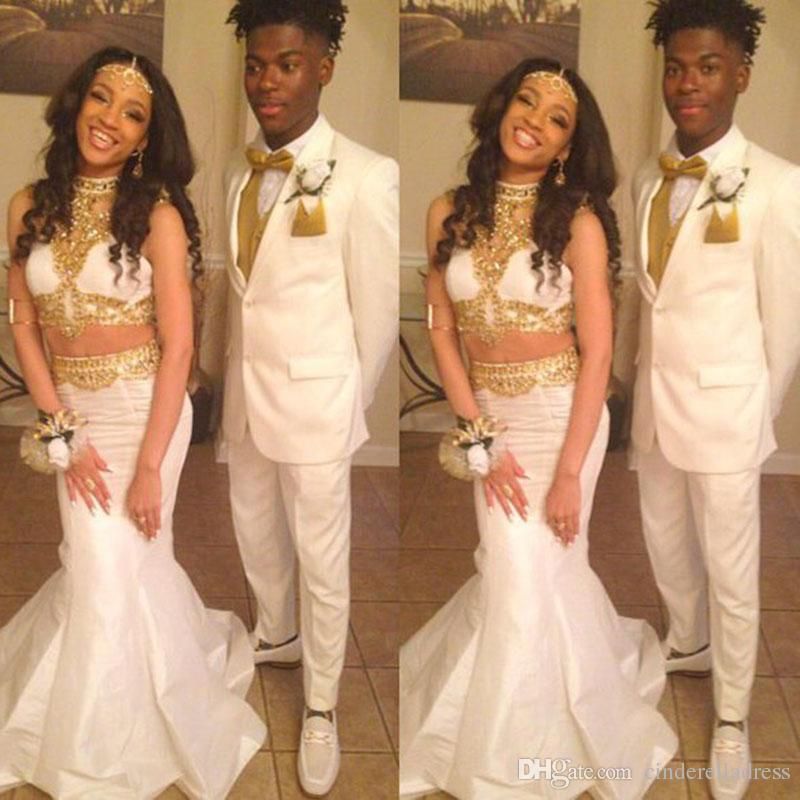 white and gold prom