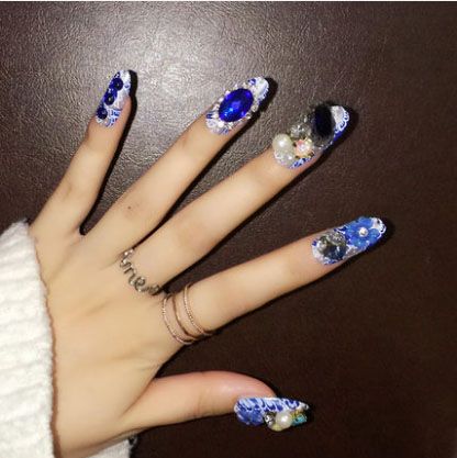 Origianl Fake Nails Multi Color Bride Nail Art 3d Diamond Shining Origianl Fake Nails Multi Color Bride Nail Art 3d Diamond Shining