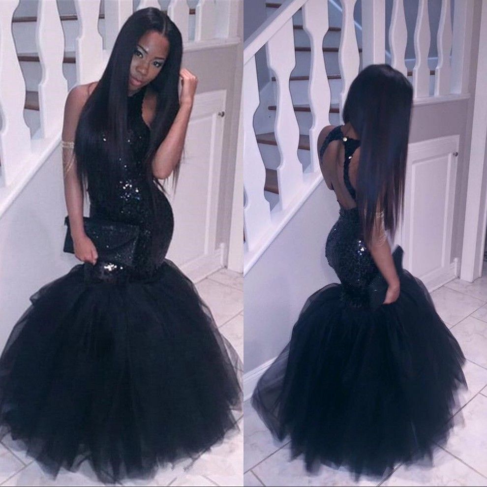 2018 Black Girl Mermaid African Prom Dresses Evening Wear Plus