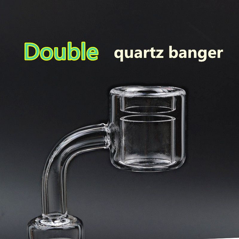 Double Quartz Banger carb bouchon Ongles Thermique 14mm 18mm mâle femelle 18.8mm cendrier verre bong fumer adaptateur eau tuyaux Beaker bols
