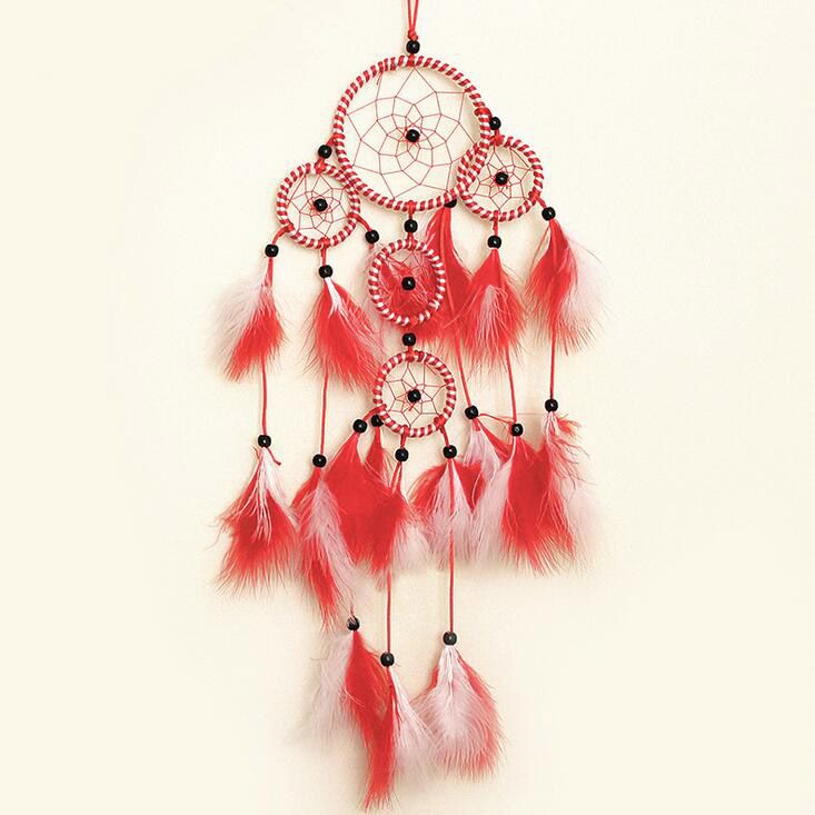 2018 Diy Indian Red Feather Arts And Crafts Handmade Dream Catcher 2018 Diy Indian Red Feather Arts And Crafts Handmade Dream Catcher Net With Feathers Wall Hanging Decoration Car Home Ornament Gift From Bunny