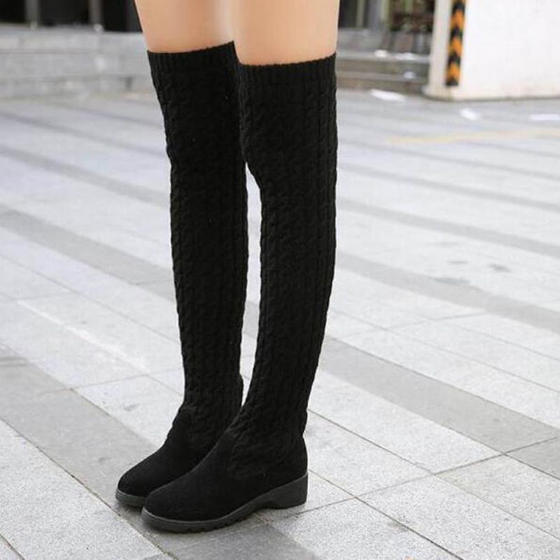 knitted knee high boots