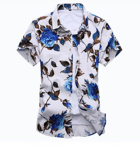 Floral Shirt Men Summer Print Turn-Down Collar Slim Fit Short Sleeve Top Shirt Blouse Men 2019 Floral Shirt Men Summer Print Turn-Down Collar Slim Fit Short Sleeve Top Shirt Blouse Men 2019