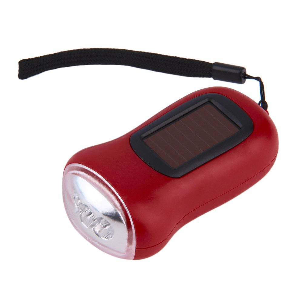 Mini Portable Hand Crank Dynamo 3 LED Solar Powered Flashlight Camping