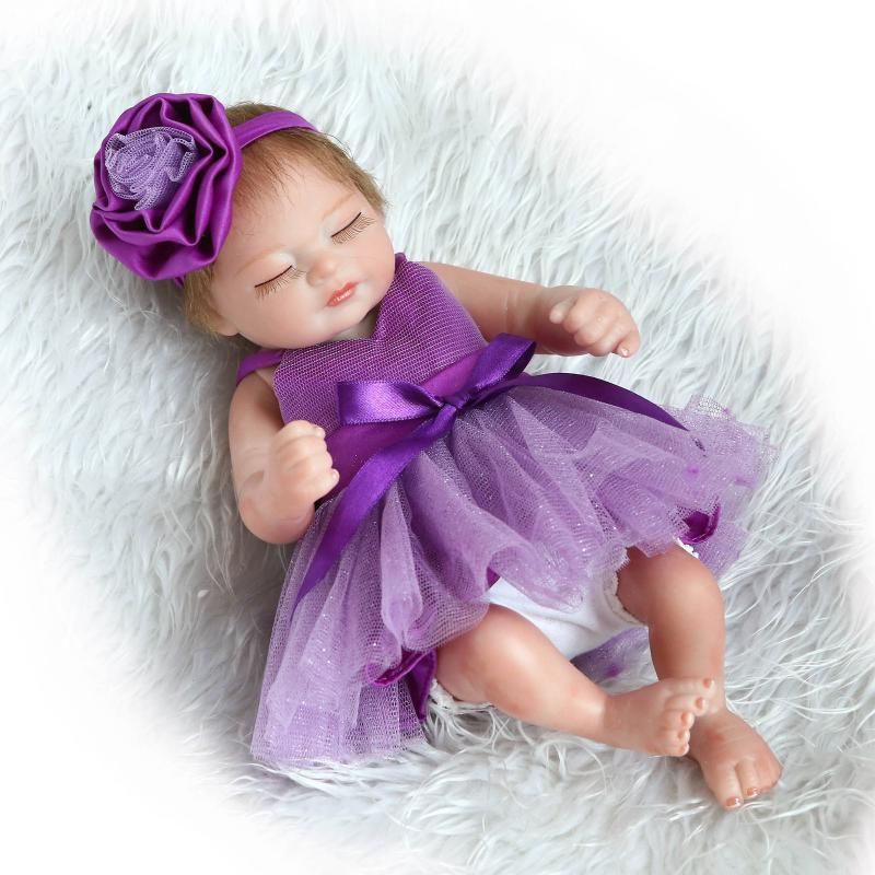 11 doll baby toy handmade lifelike baby girl doll purple small