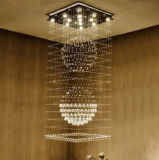 K9 One Level Crystal Chandelier Stairs Lamp Livingroom Hanging K9 One Level Crystal Chandelier Stairs Lamp Livingroom Hanging Compound Floor Light Fixtures Gu10 Led Bulb For Bedroom Ceiling Fan With