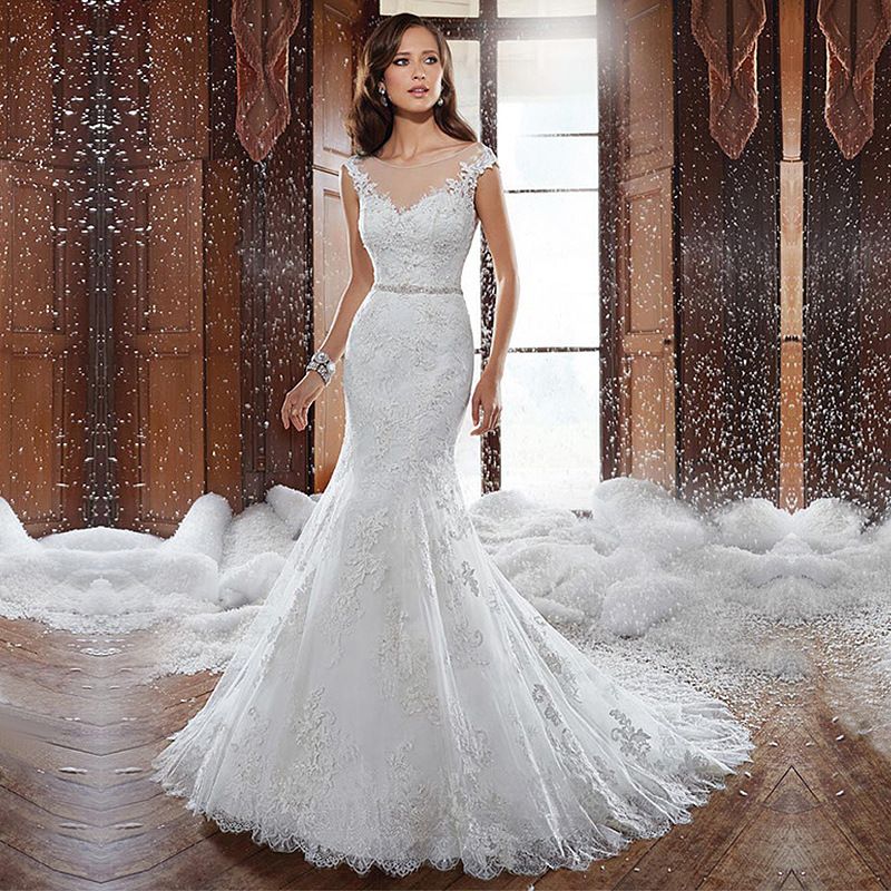 Summer Lace Backless  Fishtail  Wedding  Dress  Trailing 